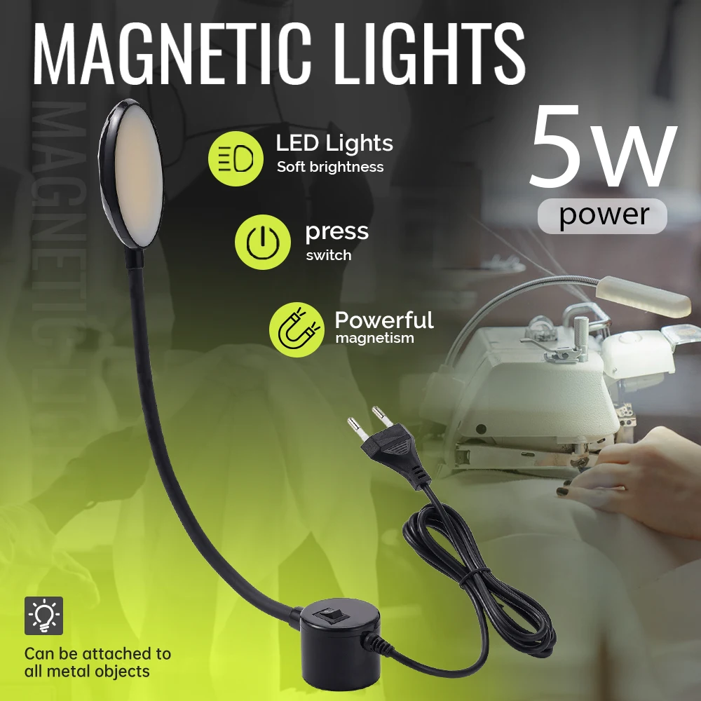 Lampa LED do maszyny do szycia Lampa oświetlenia przemysłowego Elastyczna magnetyczna lampa robocza do wiertarek tokarskich Stoły warsztatowe Wtyczka EU/US
