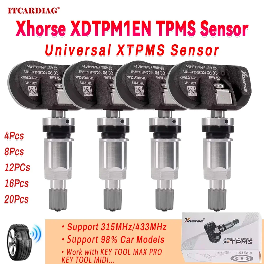 

Xhorse XDTPM1EN TPMS Sensor 315MHZ 433MHZ Universal XTPMS Sensor for Key Tool MIDI/Key Tool Max Pro/Key Tool Plus+MINI TPMS