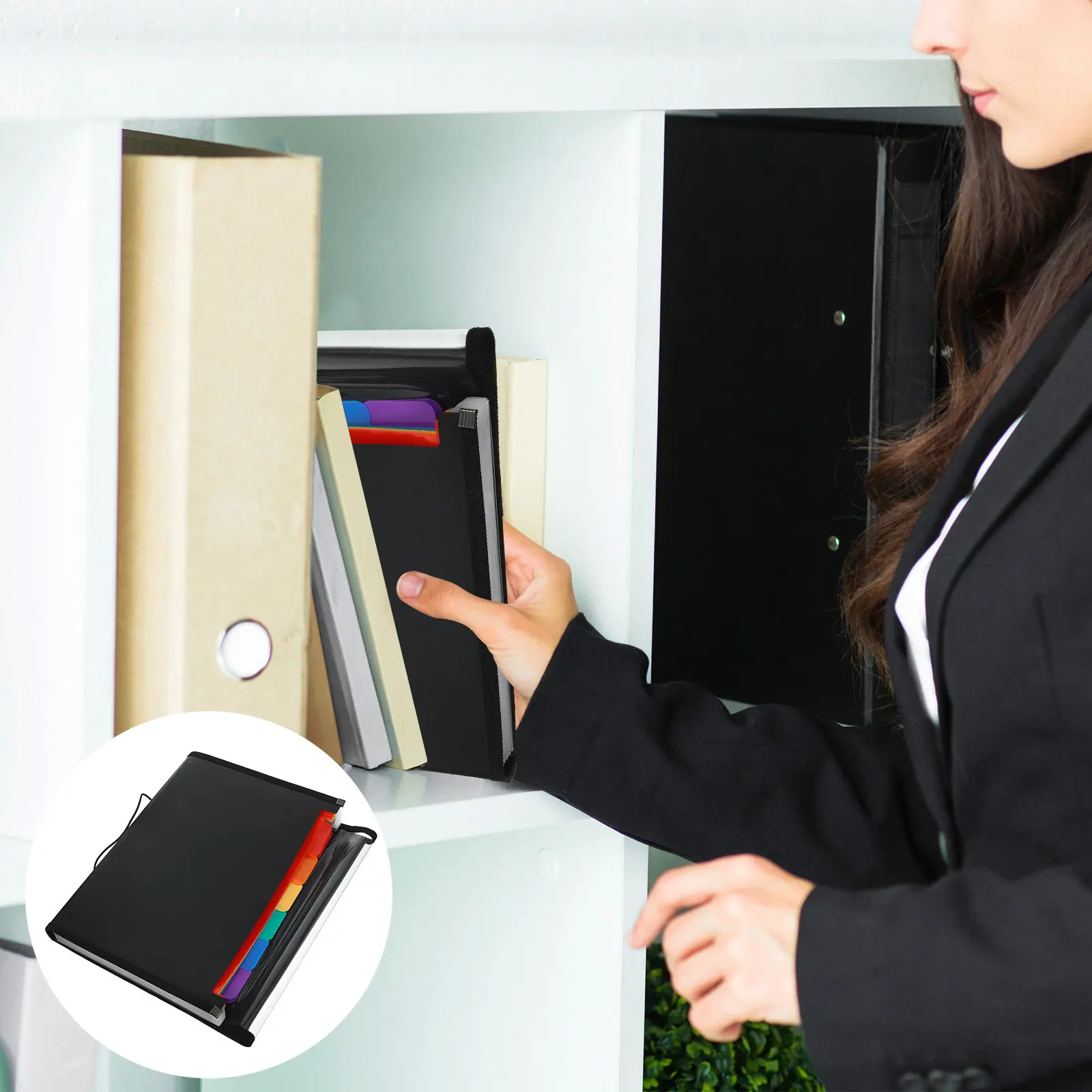 

Expanding Accordion File Folder Organizer PVC Document Storage Bag Portable Lightweight Multi-Pocket Paper Holder for Office