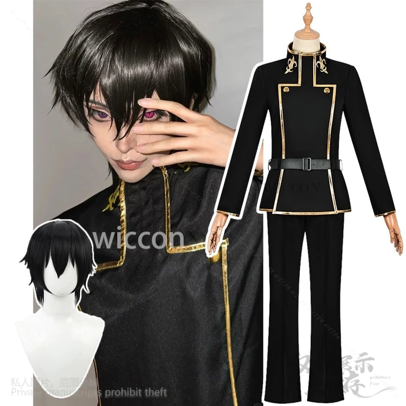 Lelouchh Lamperougee Anime Codee Geasss Cosplay Costume DK JAPAN School Uniform Black Wig Halloween Christmas Man Cos Customized