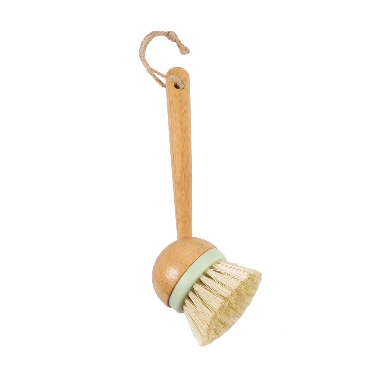 Long Handle Wooden Dish Brush with Round Head Multifunctional Brush for Non Stick Cookware Sink and Glassware Cleaning