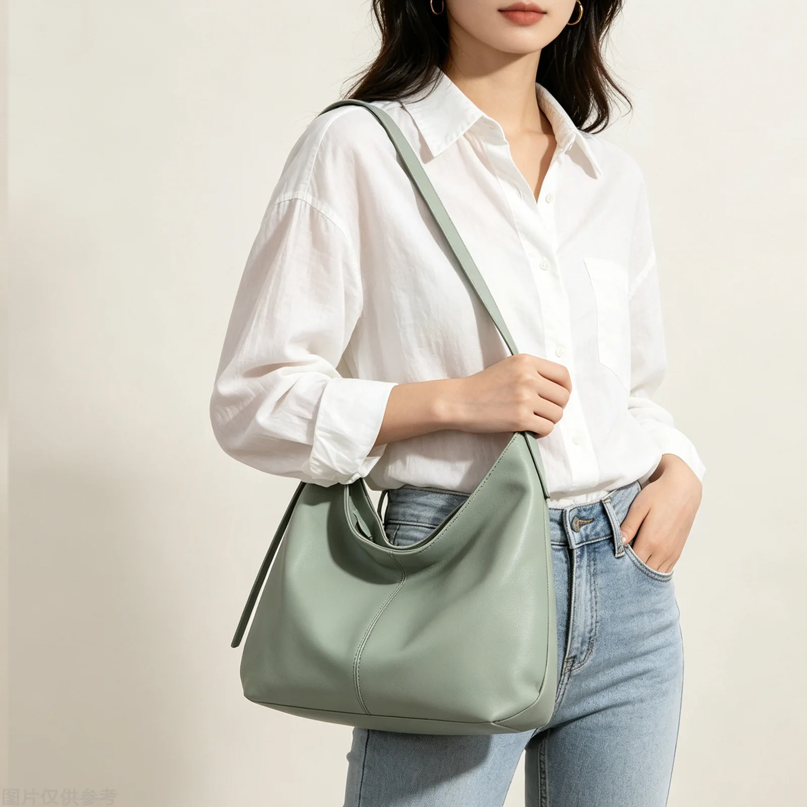 Top-grain Cowhide Large Capacity Practical Tote Bag Simple Versatile Women Hobo Shoulder Bag Genuine Leather Commuter Women Bag