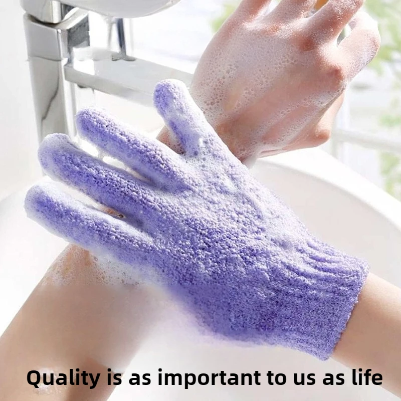 

Роскошные шелково-нейлоновые перчатки для ванны, дизайн с 5 пальцами для глубокого отшелушивания, качественные варежки для скраба для тела в спа-центре для душа и пузырьковой ванны