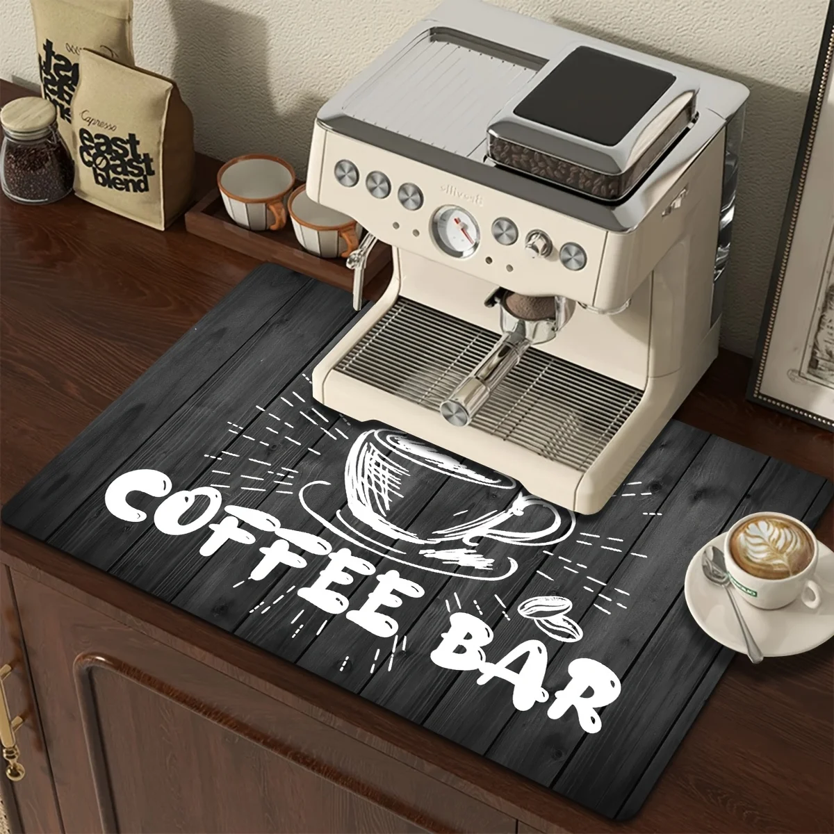 Modern Coffee Bar Style Absorbing Countertop Protection Pad Kitchen Counter Pad Fast Drying Mat Dustproof Placemat Dish Mat