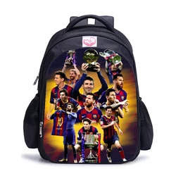 Mochila Messi Football Star Print para crianças, Software Bolsas escolares primárias para meninas e meninos, Bookbag