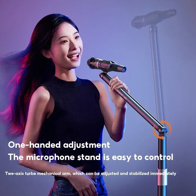 MoZhao Microphone Stand Floor Live Broadcast Microphone Integrated Vertical Folding Stands Boom Arm Microphone  Mic Stand