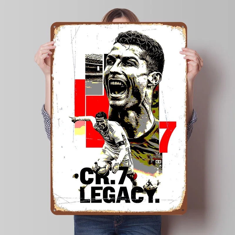 Cristiano Ronaldo CR7 Legacy Metal Poster Customized Wall Art Retro Vintage Tinplate Signs for Man Cave Modern Home Decoration