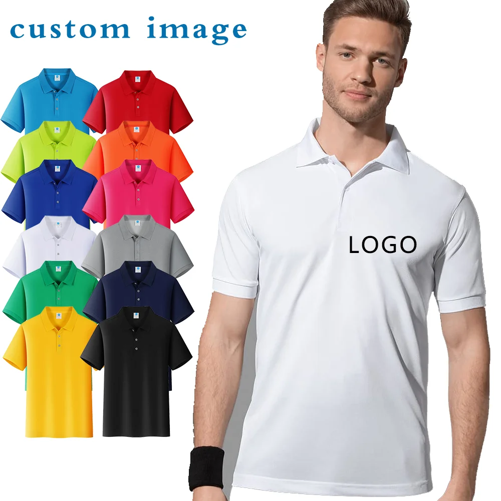 Custom Logo Polo Shirt Printed Embroidery Lapel Top Breathable Cotton T Shirt Work Clothes Team Clothes Plus Size 4XL