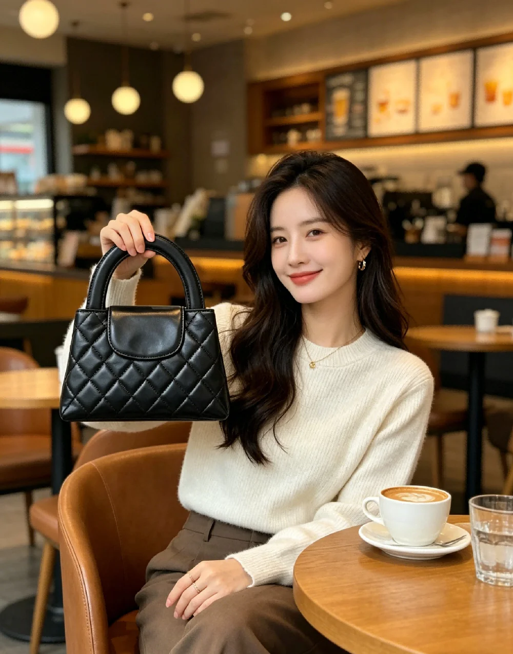 

Women Black Diamond Quilted Shoulder Bag, Timeless Classic Handbag for Dates, Parties and Formal Events