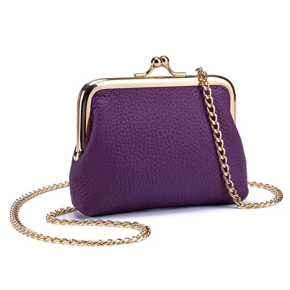 

Vintage Kiss Lock Wallet for Women Genuine Leather Frame Crossbody Bag Clutch Coin Purse Travel Wallet Luxury Kiss Clasp Wallet