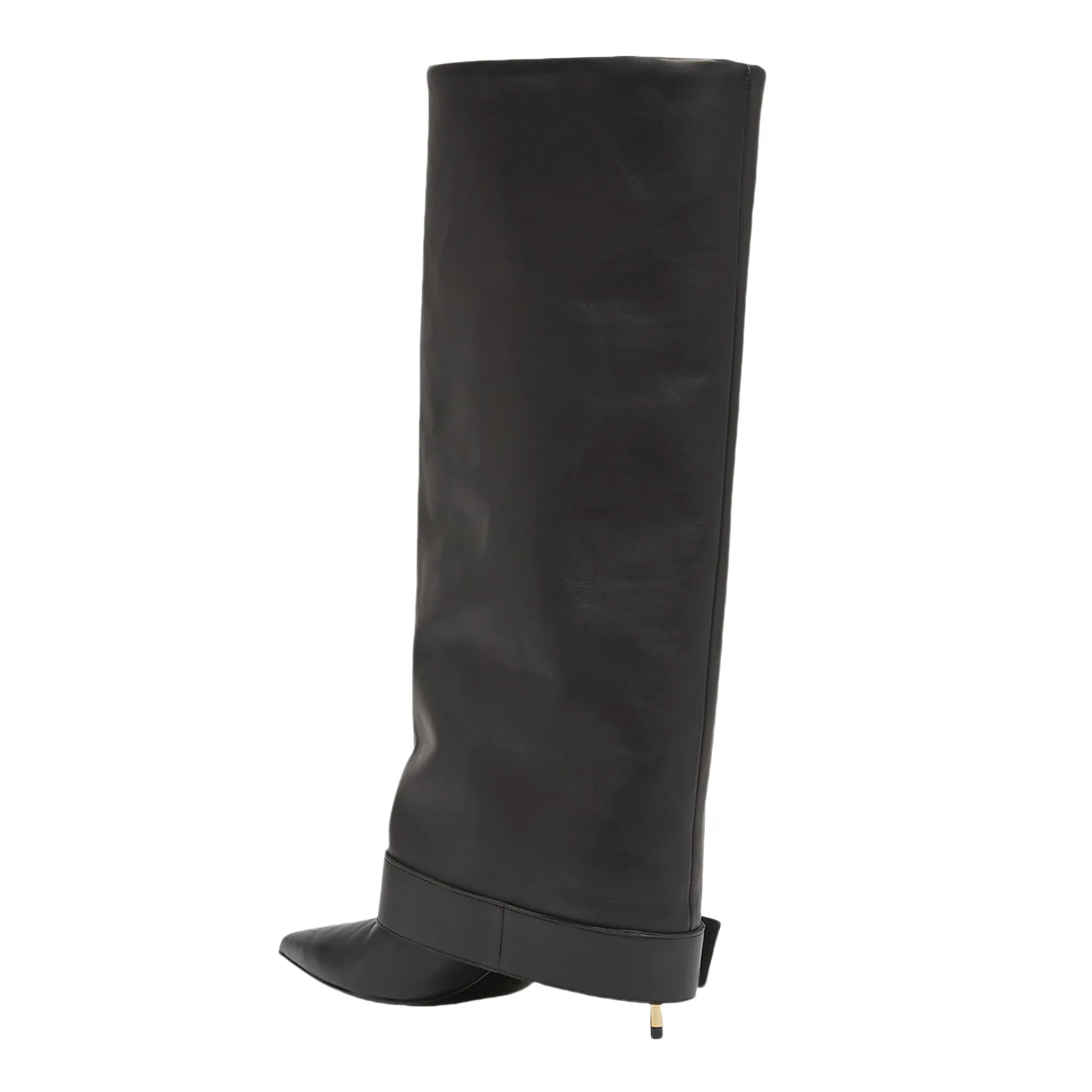 Ladies' Autumn and Winter Belt Buckle Pointed Thin High-heeled Knee High Women's Boots Fashion Party Size 34-46 Medium Boots