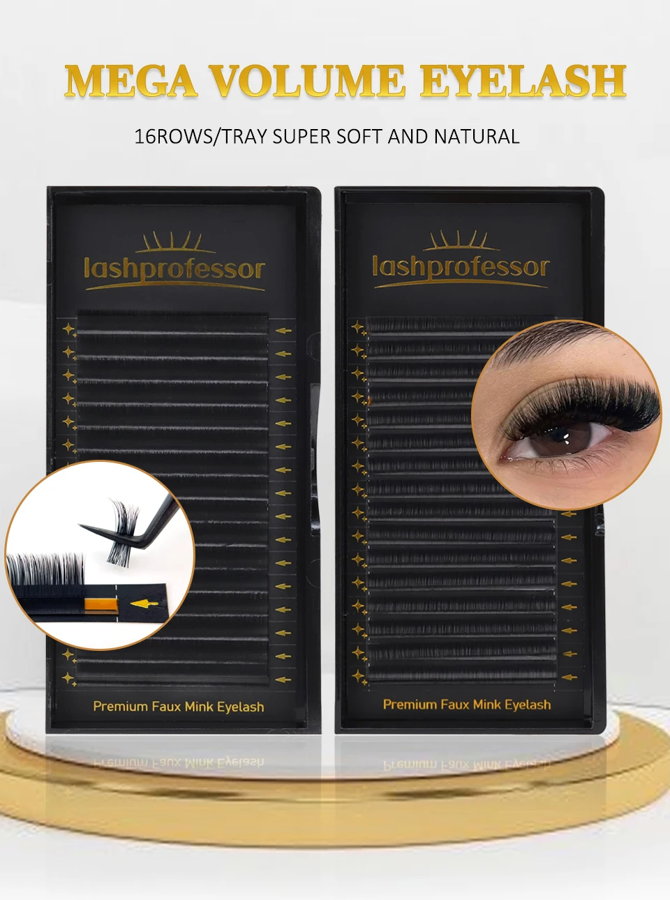 Lashprofessor 16 Reihen 0,03 0,05 0,07 Russische Volumen-Wimpernverlängerungen 6–20 mm individuelle Kneiffächer Kaschmir-Falsche Wimpern – Detail 2