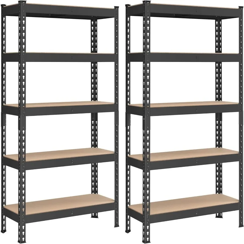 

5-Tier Storage Shelves, Set of 2 Garage Storage, Boltless Assembly, Adjustable Shelving Units Load 1929 Lb Each