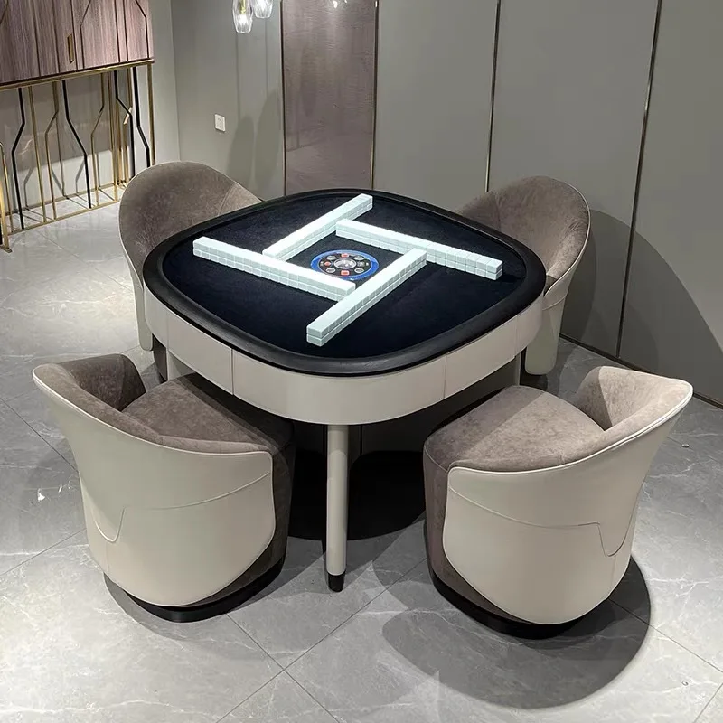 automatic household mahjong table high-end simple saddle leather electric mahjong machine dual-purpose chess and card table