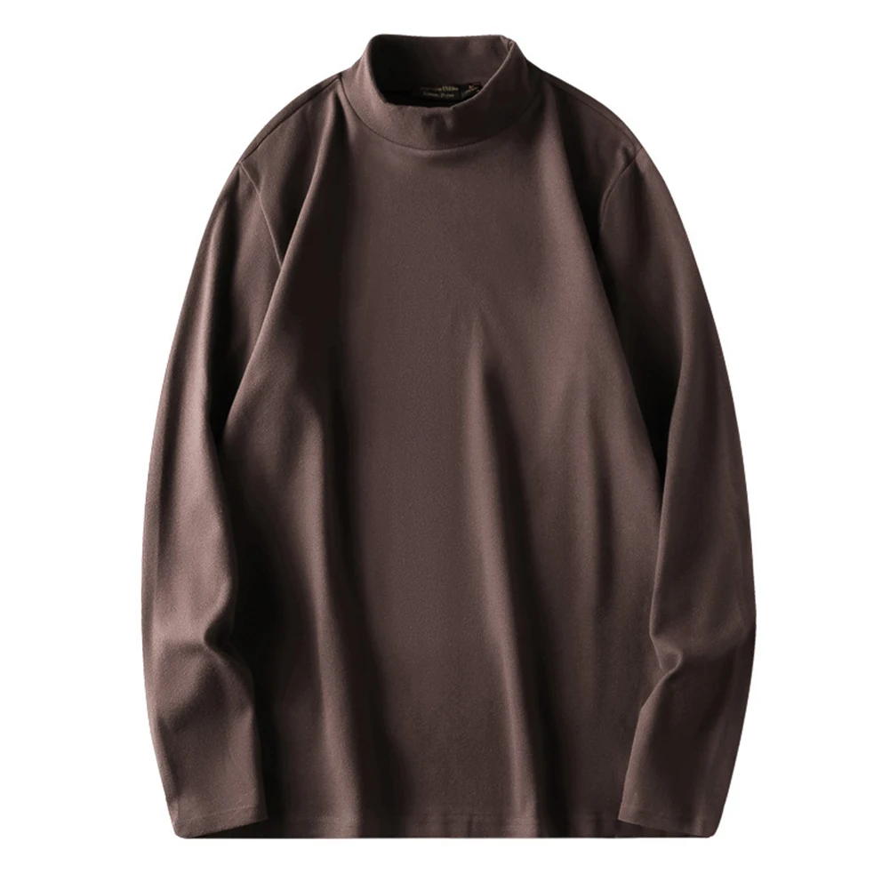 

2025 New Men Versatile Commuting Double-sided Velvet T-shirts Half High Collar Base Tops