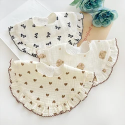 Floral Baby Feeding Drool Bib 4 Layers Gauze Soft Infants Burp Cloth for Newborn Toddler Girls Bibs