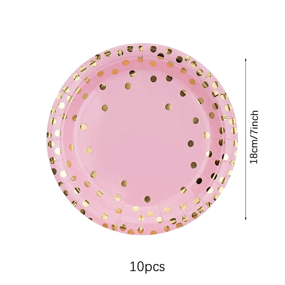 Pink Gold Disposable Tableware Set Paper Plate Cup for Wedding Birthday Decor Supplies Baby Shower Gender Reveal Party Tableware