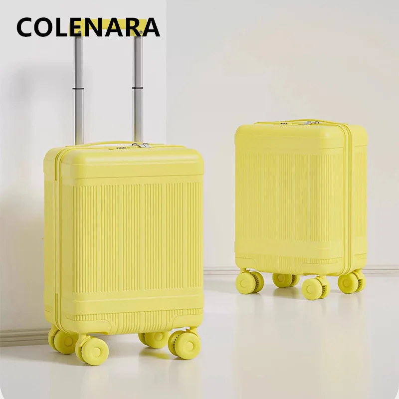 COLENARA Handheld Travel Suitcase 18 Inches ABS + PC Boarding Box Women's Trolley Case Men's Password Box Rolling Luggage