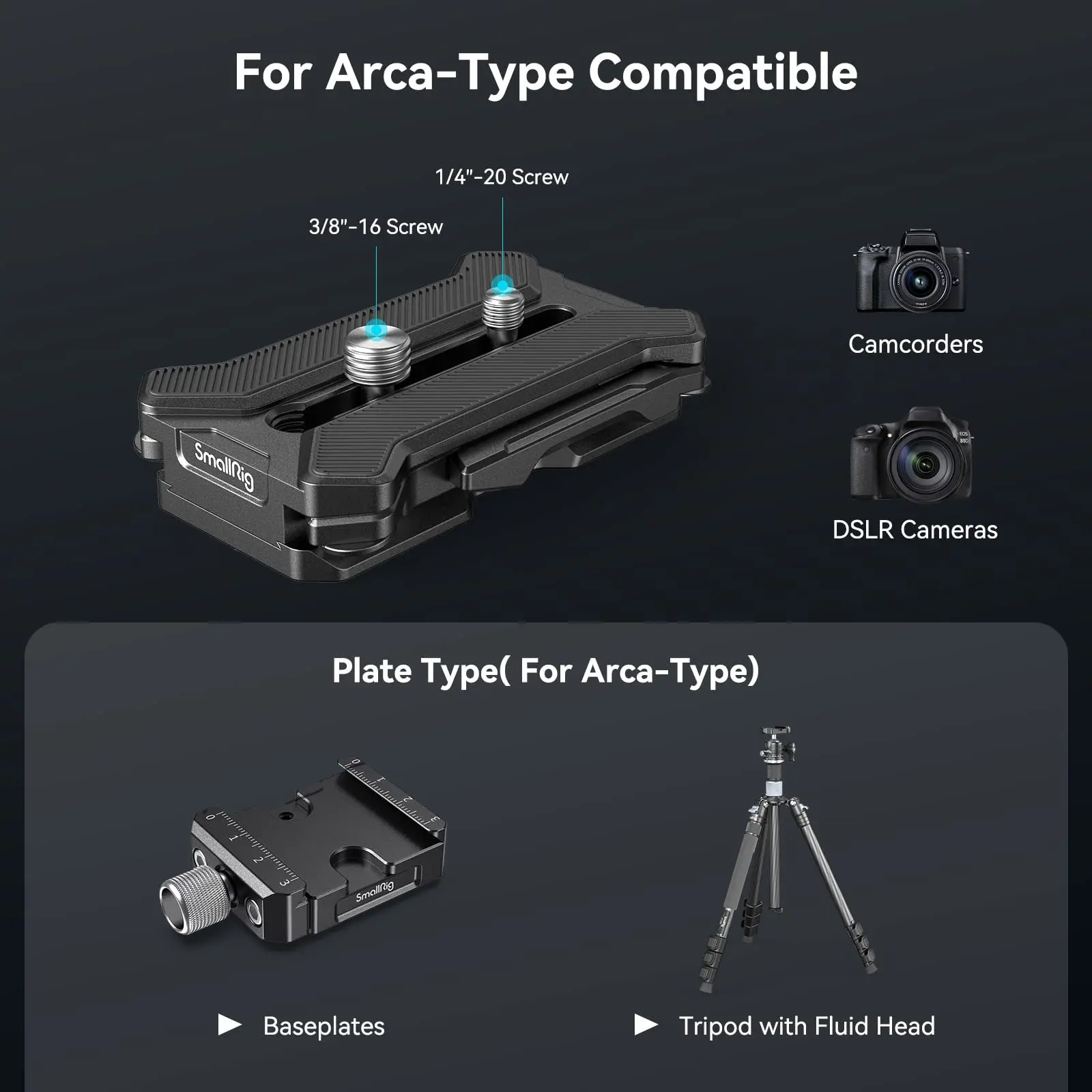 SmallRig Multifunctional Quick Release Plate Universal Arca-type Quick Release Plate With Foldable Quadruped Support 3913