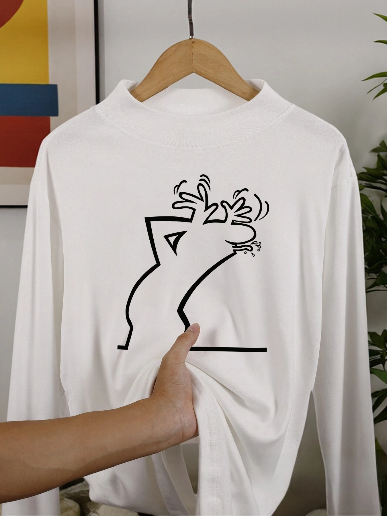 جعل التعبيرات استفزازية الطباعة الخريف رجل جديد قميص طويل الأكمام تناسب الياقة المتوسطة الملابس الدافئة المخملية الصوف القمصان