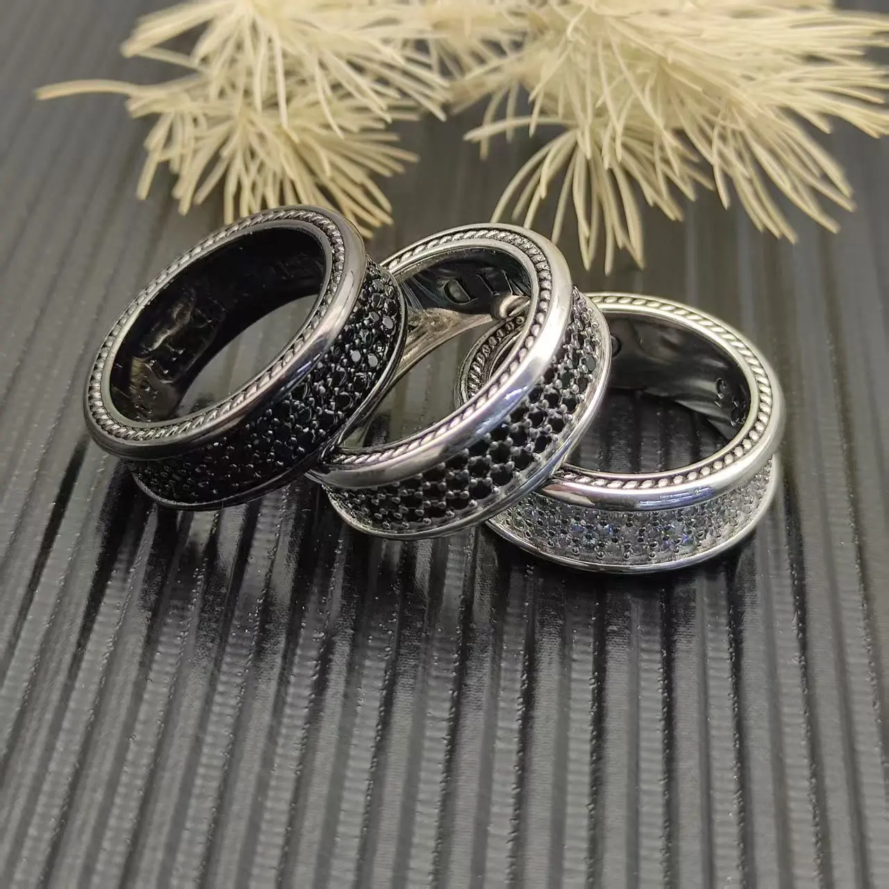 

S925 sterling silver new style gold gemstone Renaissance band ring unisex personality classic fashion retro trend luxury jewelry