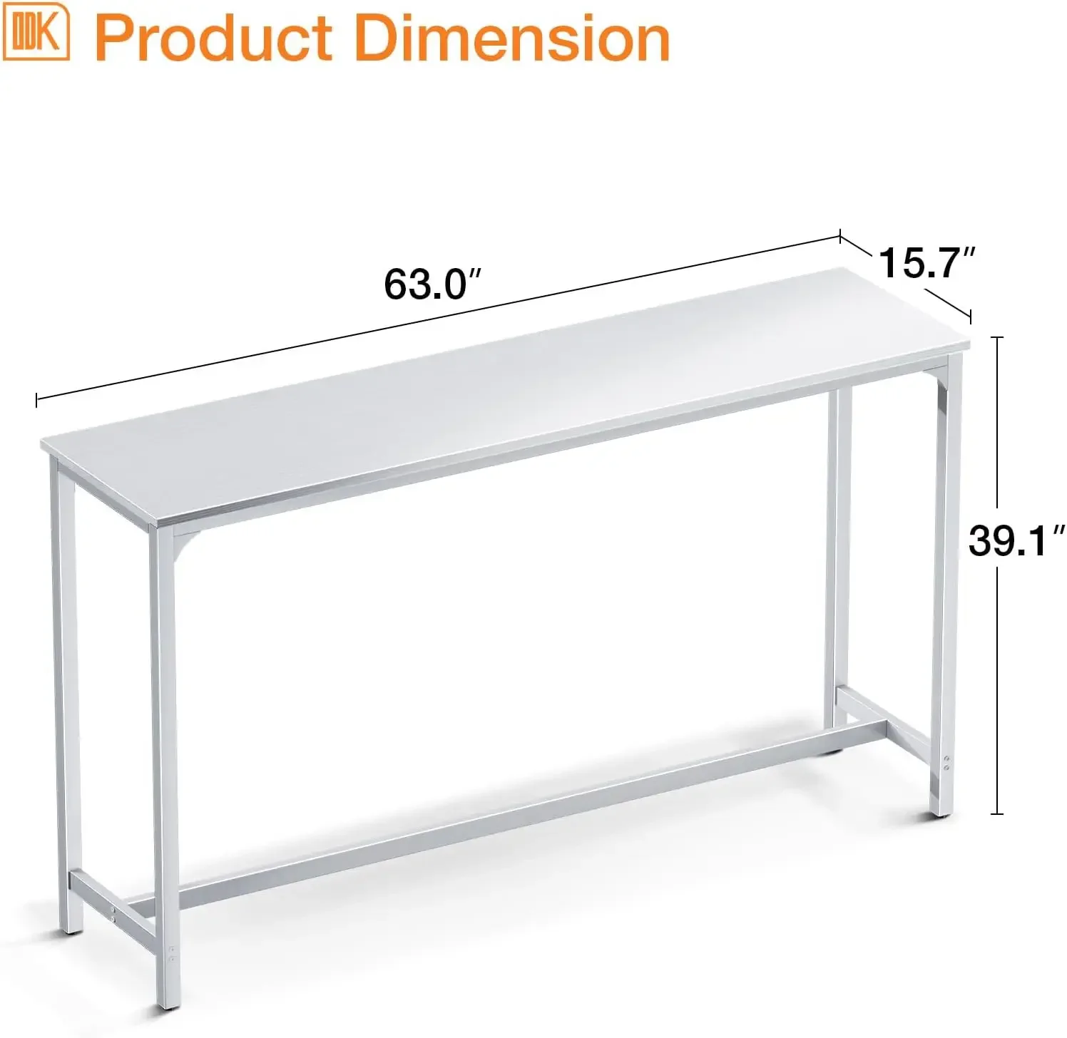 Table de bar rectangulaire haute, comptoir de cuisine et de salle à manger, table de pub recommandée par le bar, 63 po