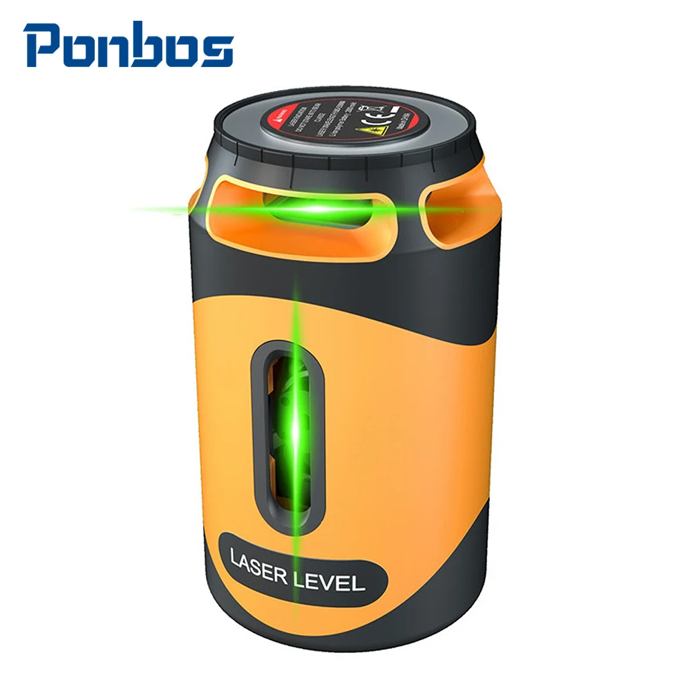 Ponbos T52 Automatic Self-leveling Green Laser Level 360 5 Lines Tile Nivel Laser Measuring Tool with L Shape Bracket