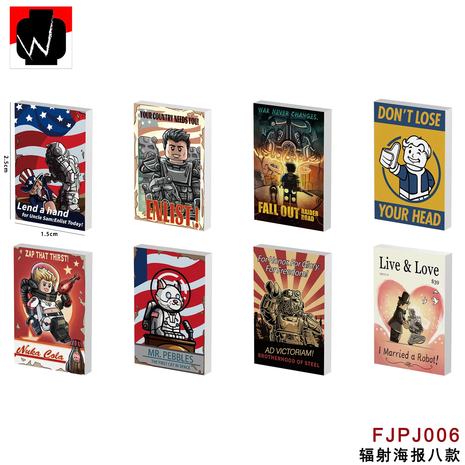 Plakat z promieniowaniem FJPJ006-FJPJ008 Klocki do zabawek John Wick Prezenty Mini Figurki Akcji Klocki dla dzieci