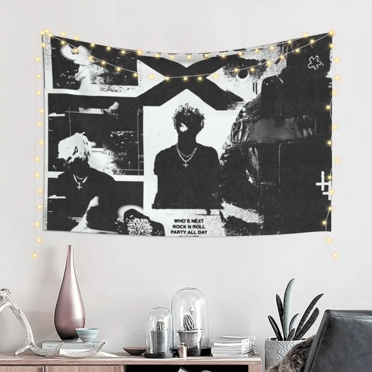 La Flame,travis,astro world,portrait,fan art,wall art,rap,rapper,cool,painting,watercolor,dope,damn,album,masculine,gif Tapestry