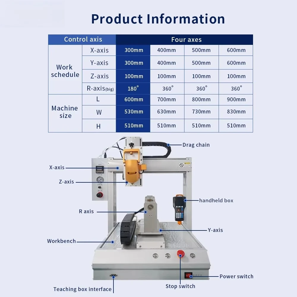 Four Axis Hot Melt Glue Dispenser Spraying Machine Universal Automatic Silicone/epoxy Resin/UV Glue Dispensing Machine