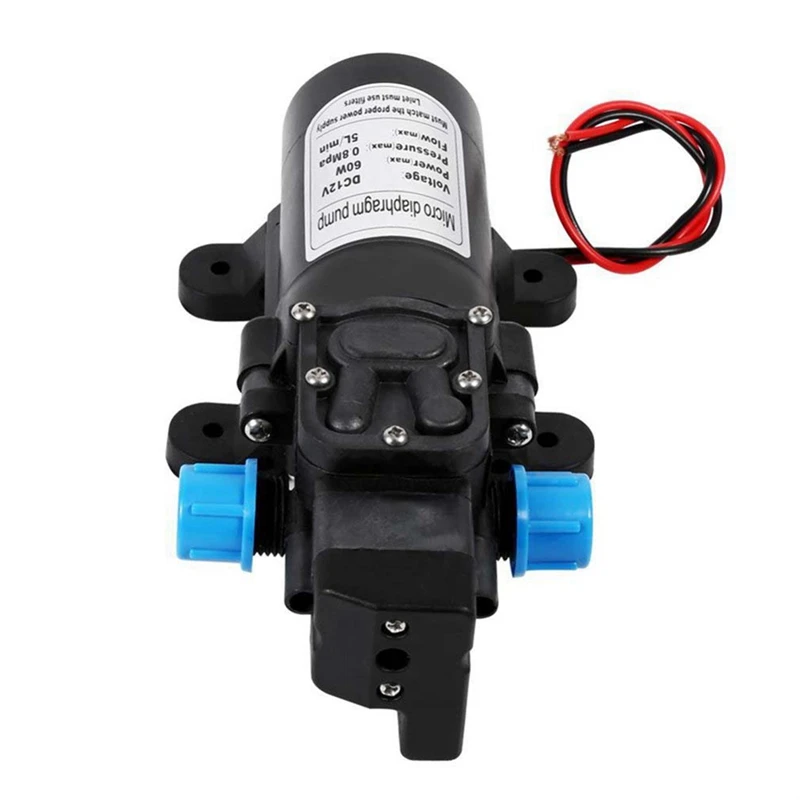 DC 12V 60W 120PSI 5L/MIN Agricultural Electric Water Pump Black Mini High Pressure Diaphragm Water Sprayer Car Wash