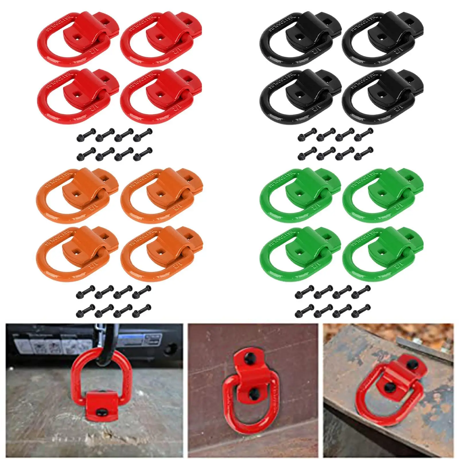 

Portable 1/2 Inch Bolt on Forged D Ring Carbon Steel Tie Down Anchors 12000lbs Strength for Trailers Trucks Cargo