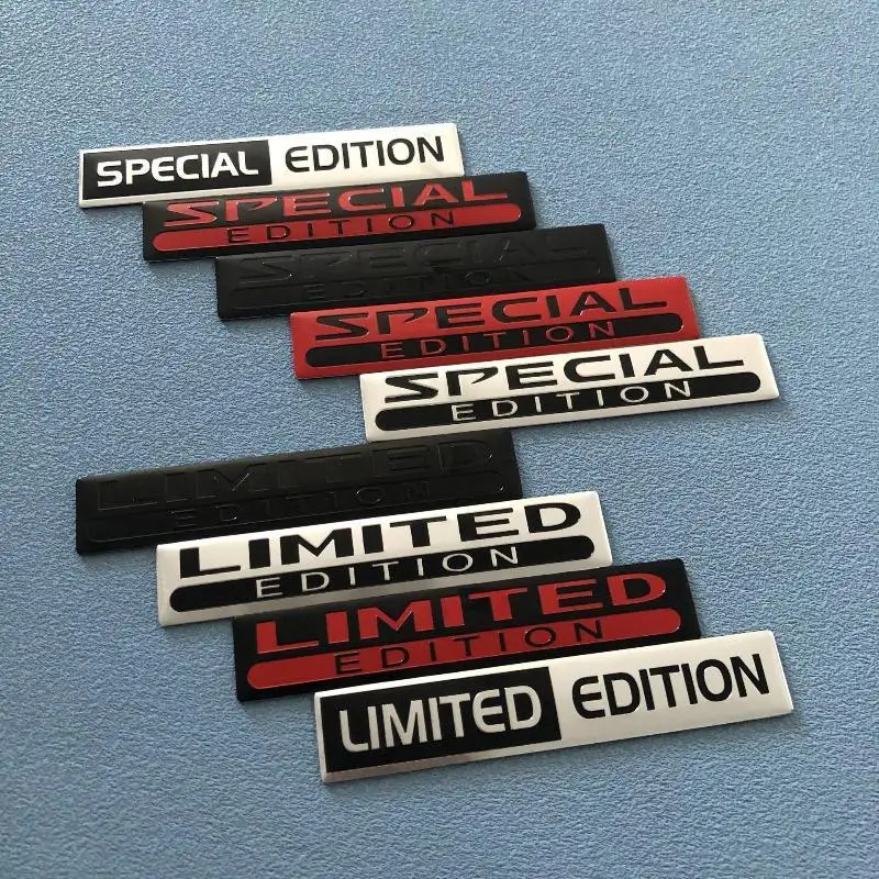 3D Aluminium Car Logo Sticker Limited Edition Waterproof Self-Adhesive Trunk Badge Decal for Auto Personalized Modification