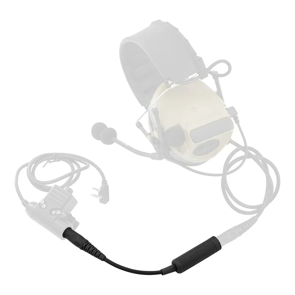 U-174 NATO/Headset taktis militer ke sipil kabel adaptor PTT, untuk Headset COMTAC asli dan Headphone COMTAC sipil