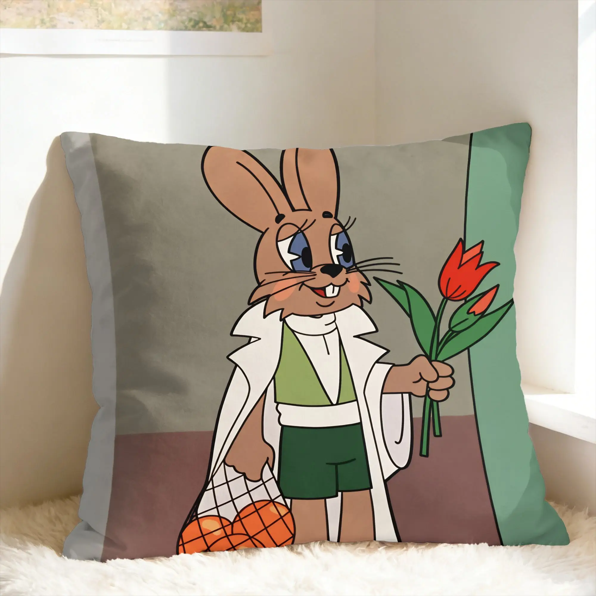 Pillow Case Russian Anime Nu Pogodi Comfy  Pillow Cover For Office Car Home Decor Funny Pillowcases