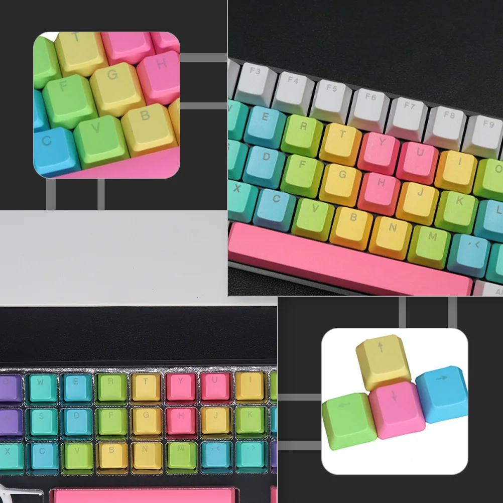 

1Set Rainbow Keycaps Replacement Wear-Resistant Keyboard Key Caps DIY Keycaps Kit for Computer Gaming Keyboard Accessories