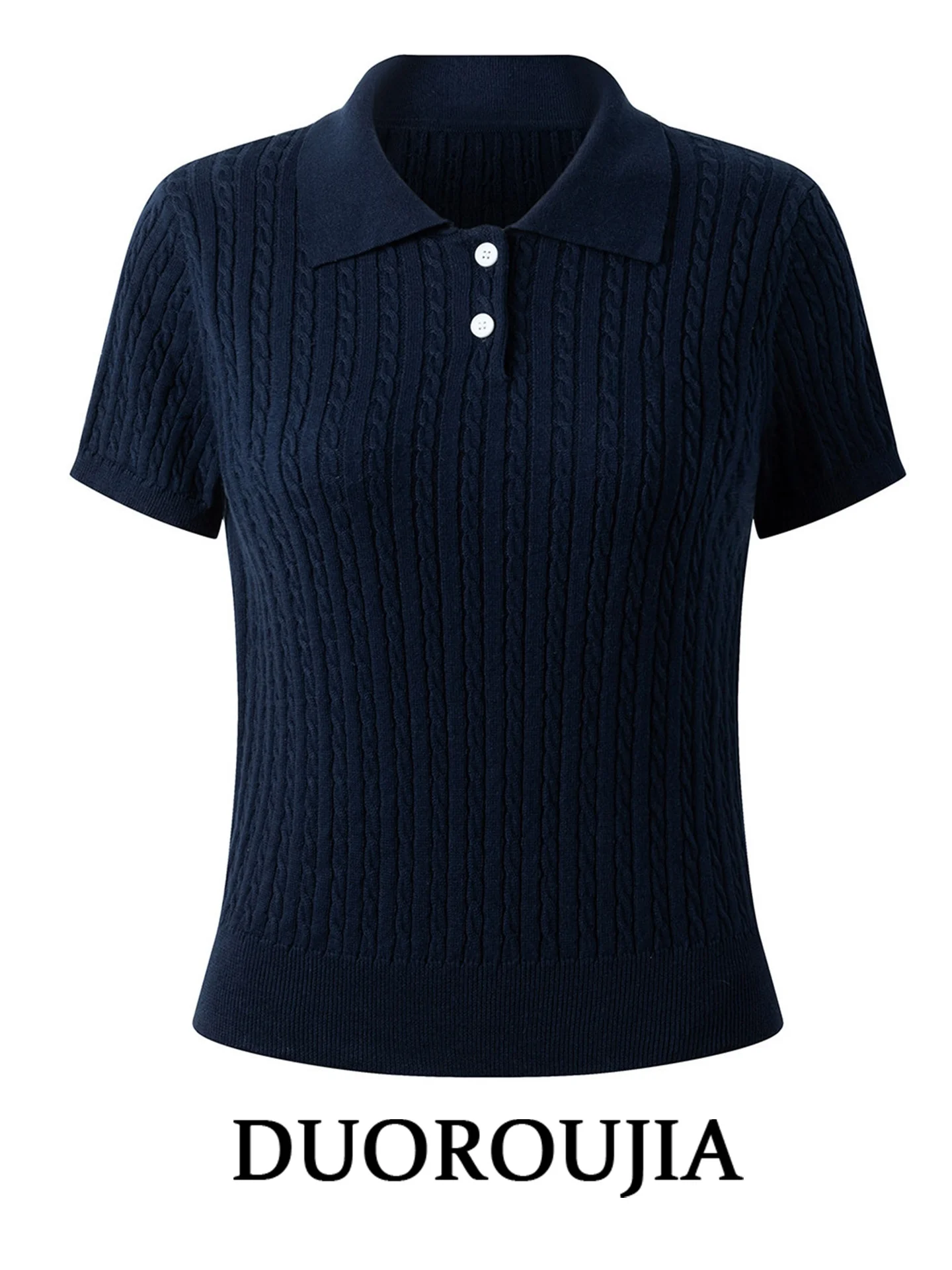 

Slim Fit Korean Style Neck Knitwear Short Sleeve Women's Fashion Summer Clothes plus Size MM Thin Looking Top
