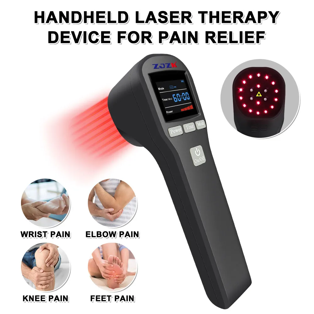 

ZJZK Chiro Laser Therapy For Muscle Strain 650nmX16Diodes+808nmX4Diodes Class 4 Deep Tissue Sprain Low Back Disc Degeneration