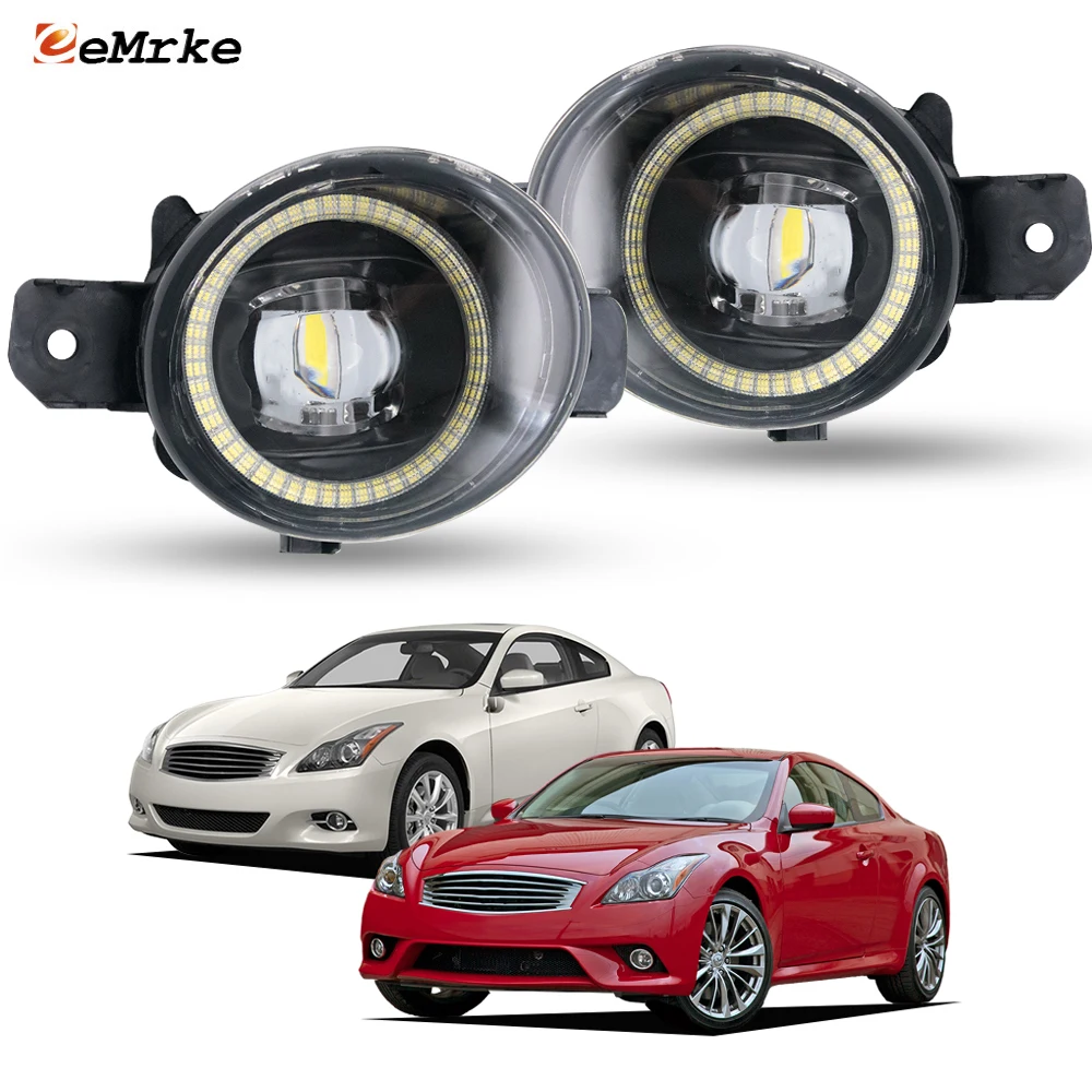 

Комплект из 2 светодиодных противотуманных фар для Infiniti G37 Q60 CV36 (2-дверный), с функцией «ангельские глазки», дневные ходовые огни (ДХО), 30 Вт, фары головного света