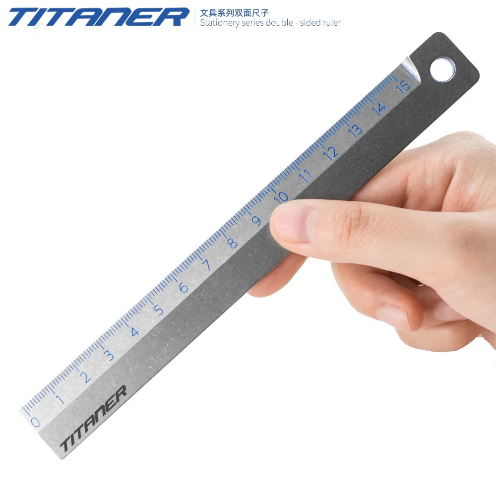 TITANER Titanium Silver Ruler Student Stationery Precision Ruler Metal Designer Tools