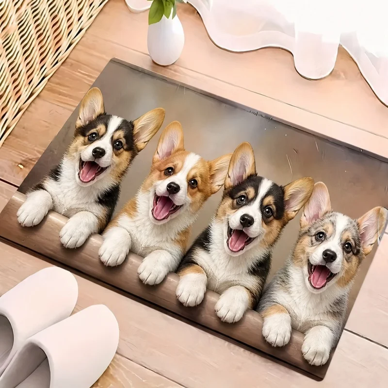 Husky Puppy Doormat, Husky Dog Portrait Print Entry Mat, Pet Theme Front Porch Decor