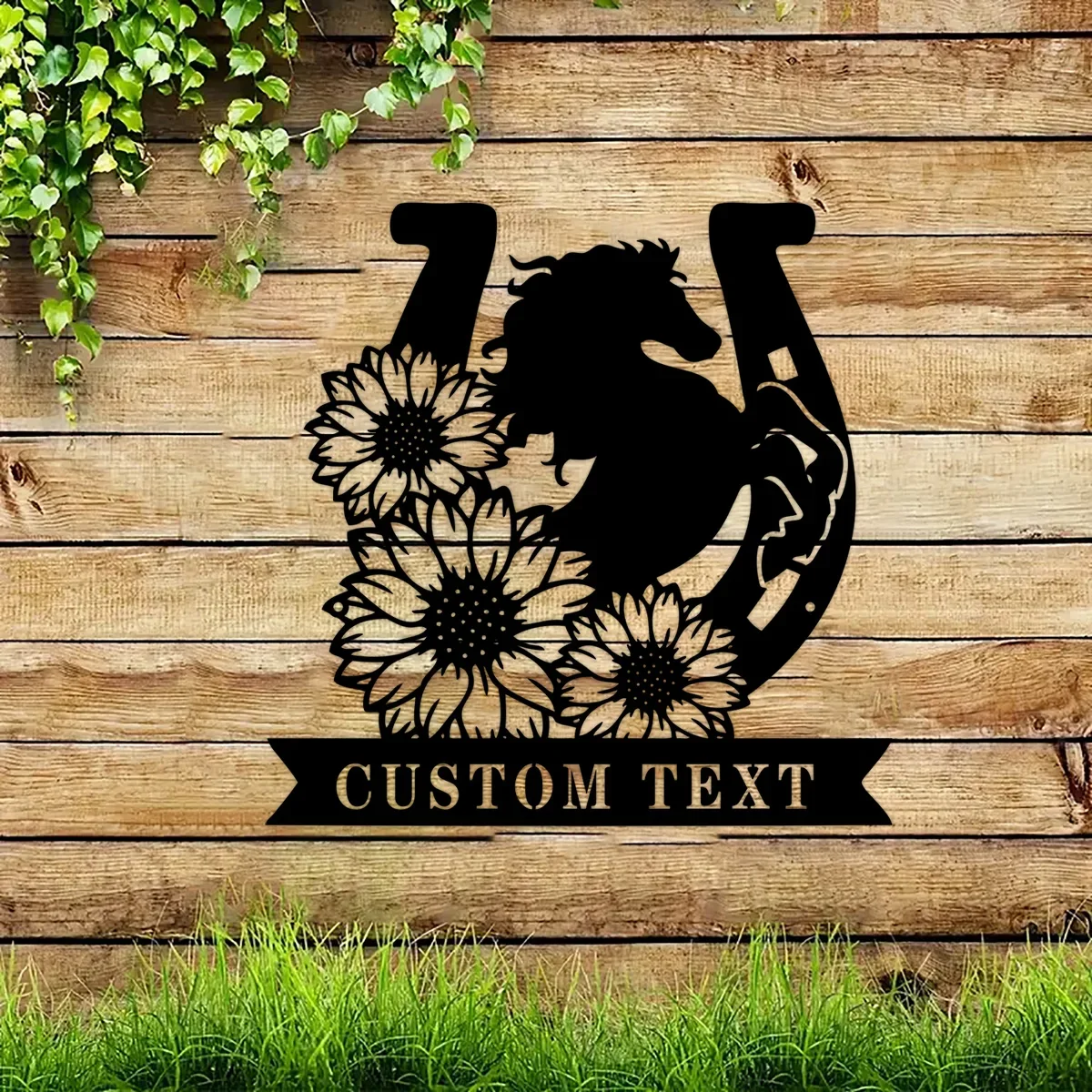 Custom Sunflower Horseshoe Metal Wall Art, Cowboy Gifts Cowgirl Gifts, Floral Horse Shoe Sign Farmhouse Decor, Horse Lover Gift