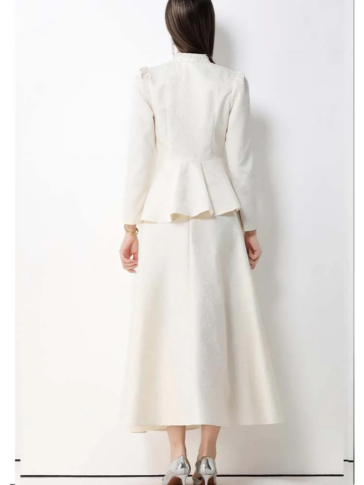 

Elegant Nail Bead Suit Jacket+Printed Slim Fit Skirt Two-Piece Set 2026 New Fashionable Spring Women'S Clothing