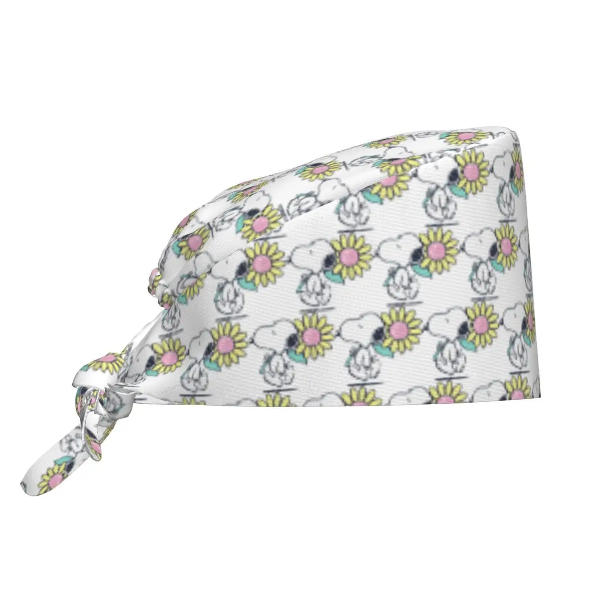 

Snoopy Pink Daisy Flower Scrub Caps Classic Cartoon Operator Nursing Surgicals Cap for Men Women Lab Doctor Spa Working Hats Cap