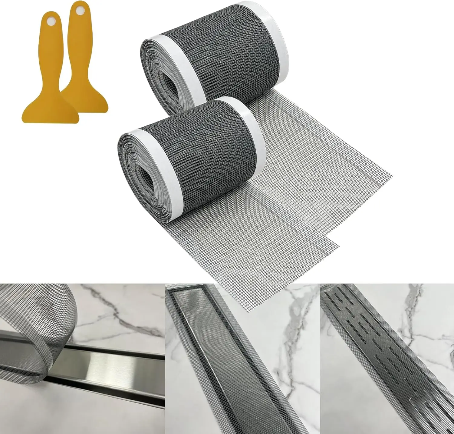 

2 шт. Линейные наклейки-ловушки для волос для душевых каналов, одноразовые, обрезаемые, 3.54”x32.8FT