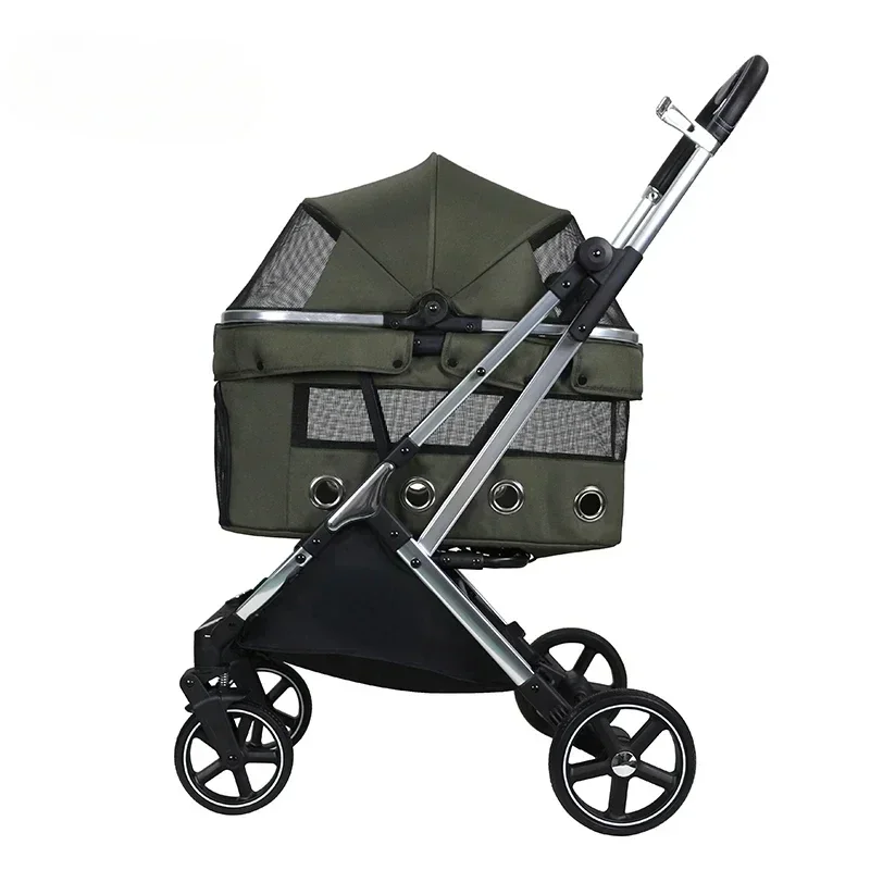 Lightweight pet push Oxford Material Folding Pet Stroller Trailer with 4 Wheels