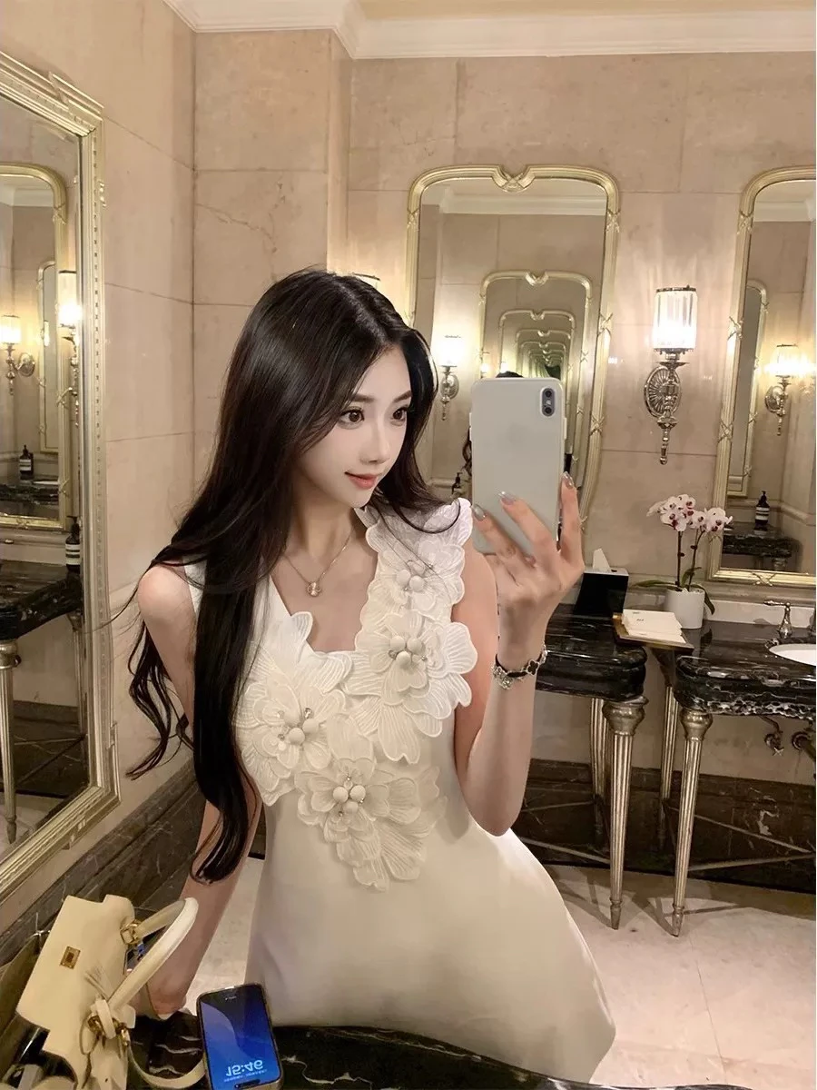 

Summer 2025 Korean Sle Faionable Ele Floral Print ter Dr Women's Waist Cinching Slimming ort Skirt Dr