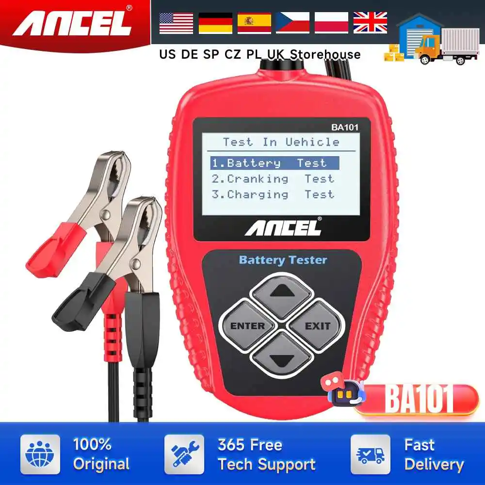 

ANCEL BA101 Car Battery Tester 12V Battery Analyzer 2000CCA 220AH Automotive Car Battery Scanner Multilingual Diagnostic Tool