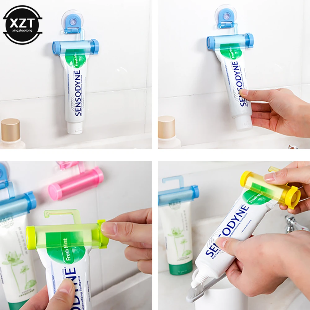 1PC ABS Cute Rolling Squeezer Toothpaste Dispenser Tube Partner Hanging Holder Press Rolling Holder Bathroom Daily Accessories