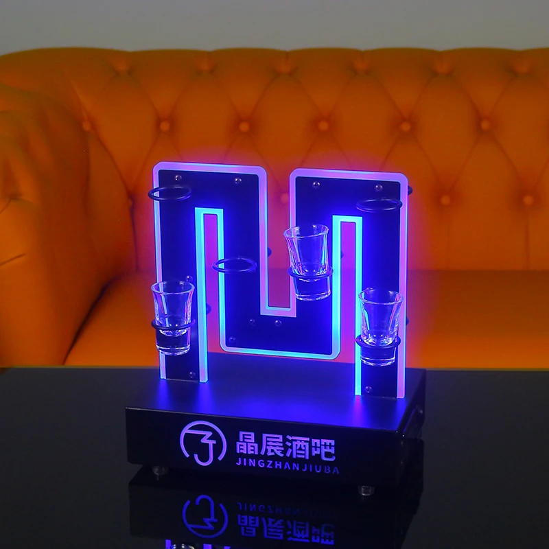 

Акриловая светодиодная светящаяся M-образная стойка для стекла, держатель для коктейльного стекла для бара, ночного клуба